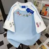 Camisetas de Manga Curta Estampadas de Anime Estilo Ins Tendência Nacional Estilo Japonês para Homens e Mulheres Verão 2025 Soltas Gola Redonda Tops de Casal