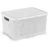 Caixa plástica multiuso de rattan com tampa branca Gd 16L.