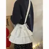Bolsa Nova de Verão com Babados Plissados de Um Ombro Feminina de Grande Capacidade para o Dia a Dia Bolsa Transversal Bolsa Tote Casual de Nicho para o Dia a Dia