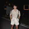 2026 Nueva Camisa de Verano Texturizada Calada de Manga Corta Estilo Americano para Hombre, Marca Retro de Moda Camisa Casual de Media Manga para Pareja