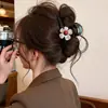 Pinza para el pelo coreana linda para mujer, tamaño grande, estilo de alta gama, adecuada para cabello grueso, pinza de tiburón, horquilla, pinza de lazo