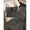 Conjunto de Pijama Regata Listrado Estilo Coreano para Mulheres, Novidades de Verão, Tamanho Grande, Moderno, Emagrecedor, Calça Longa, Conjunto para Casa
