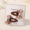 Tecido para Roupa Suit com Flor Bordada e Laço para Meninas Europeias e Americanas Acessórios de Cabelo Grampo para Franja Grampo de Cabelo de Tecido Feito à Mão Fofo