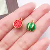 Amazon Handmade Pingentes de Frutas Esmaltados 3D Liga Metálica Morango Melancia Pimenta Milho Acessórios para Joias DIY