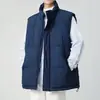 Colete de Algodão Liso de Inverno Masculino Tamanho Grande Quente Engrossado Colete Roupa Externa Gola Alta Jaqueta Colete Gilet Roupa Masculina