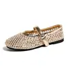 Zapatos Mary Jane Cuadrados Retro con Hebilla de Pedrería para Mujer, Zapatos Planos Cómodos de Suela Suave para el Trabajo, Sandalias Estilo Hada Famosas en Internet