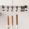 Perchero de cocina con ganchos, sin perforaciones, para colgar en el armario, para colgar cucharas y palas.