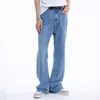 Venda direta por atacado transfronteiriça estilo coreano cor sólida simples versátil jeans reto solto masculino e feminino amantes calça casual