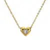 Moderna Cadena para Clavícula de Acero de Titanio con Diamante en Forma de Corazón Cadena Versátil de Suéter Chapada en Oro de 18K con Circonita Joyería de Alta Gama