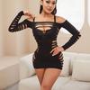 Lencería sexy explosiva de comercio exterior de estilo europeo y americano, ropa de malla combinada sexy, perspectiva hueca con gradiente explosivo, pasión