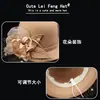 Chapéu de Lã com Flor de Pena Novo Outono e Inverno Feminino Britânico Vintage Casual Chapéu de Pescador Moda Malha Pequena Aba Chapéu Bacia