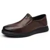 Nuevos Mocasines Casuales para Hombre, Piel de Vaca de Capa Superior, Piel Genuina, Superficie Suave, Slip-on, Suela Gruesa Antideslizante, Zapatos para Papás de Mediana Edad y Mayores