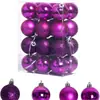 24 Enfeites de Bola Quadrada para Árvore de Natal Brilho Fosco Bola com Glitter Plástico Colorido de Natal Misturado 3CM 4CM