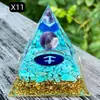 Pirâmide de bola de cristal natural de 8cm Ornamento de mesa de escritório europeu e americano Artesanato de pirâmide de resina para yoga e meditação