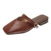 Toe plus size Flat Half Shoes Feminino Verão 2023 Coreano Estilo Nicho Costura Fundo Macio Lazy Slip-on Sandálias