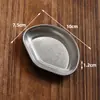 Plato pequeño para salsa de barbacoa retro con compartimentos, Plato para condimentos de acero inoxidable con dos compartimentos, Plato de salsa de tres compartimentos estilo coreano, Plato compartimental para condimentos