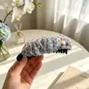 Super Hada INS Estampado Floral de Leopardo Malla Plisada Moda de Gama Alta Chic Coleta Alta Clip de Plátano Accesorio de Diadema