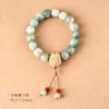 Pulseira de raiz de Bodhi Wenwan, flor flutuante natural, tecido à mão, borla, bambu sólido, sapo pequeno, torção manual