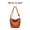 Novo Design Exclusivo, Sensação de Luxo, Bolsa Saco de Palha Tecida à Mão, Bolsa Feminina da Moda Tendência, Bolsa de Ombro Cruzada Estilo Balde