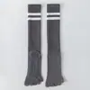Meias de Yoga com Dedos Separados Femininas Meias de Compressão Leve para Panturrilha Listradas Separador de Dedos Pilates Treinamento Meias Antiderrapantes Esportes de Corrida Meias Longas