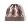 Moda Tejidos Otoño/Invierno Nuevo Jacquard de Cachemira Gorro de Bloque de Color Cálido Gorro Grueso de Punto con Borde Enrollado