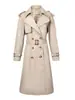 Gabardina para Mujer Tallas Grandes Primavera 2025, Longitud Media, Doble Botonadura, Cuello Solapa, Ceñidor en la Cintura, Adelgazante, Abrigo Estilo Británico