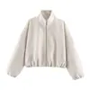 Ropa europea y americana transfronteriza para mujer, popular en AliExpress, chaqueta bomber suave de manga larga con cuello alto, informal y a la moda