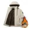 Nueva Chaqueta de Algodón Acolchada Otoño e Invierno para Hombre con Forro de Terciopelo Espeso, con Capucha, Chaqueta de Algodón para Personas de Mediana Edad y Mayores, Abrigo de Algodón con Capucha Desmontable, Parte Superior Cálida a Prueba de Viento