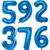 Balões de Número de Aniversário de 32 polegadas Balão Azul Filme de Alumínio Números Decoração de Festa de Aniversário de Menino Adereços para Fotos ao Ar Livre
