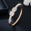 Pulsera Abierta Exquisita con Cubo de Azúcar Incrustado de Circonita, Venta Caliente Transfronteriza Europea y Americana con un Toque de Alta Gama, Joyería al por Mayor