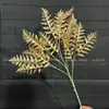 Flores de Nochevieja, Flores Artificiales Doradas, Eucalipto Dorado, Hortensia, Abanico Dorado, Hojas de Ginkgo, Cubo de la Fortuna, Arreglo Floral, Hojas, Flores de Plástico