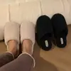 Pantuflas peludas Nanbowan para mujer, otoño e invierno, de punta cerrada, antideslizantes, para uso en interiores en casa, silenciosas, pantuflas sencillas de algodón para parejas