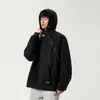 Moletom com Capuz Masculino 2026 Primavera/Outono Nova Marca Tendência Boca de Tubarão Gola de Astronauta Zíper Design Desconstruído Pelúcia