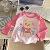 Camiseta Infantil de Manga Longa Primavera e Outono Camisa Base Algodão Puro Bebê Novo Top de Menino Roupas de Bebê Menina Roupas Infantis