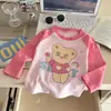 Camiseta de Algodão Puro Manga Longa Infantil Camisa Base de Primavera Roupa Nova para Bebê Menino Roupa de Bebê Menina Roupas Infantis