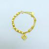 Pulseira Trevo de Quatro Folhas Didi para Mulheres Design de Nicho Moda Ouro Areia Laser Quadrado Pequeno Pulseira de Açúcar Pétala Prata Quebrada para Mulheres