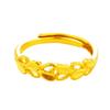 Anillo Transfronterizo Nueva Moda Europea y Americana Moneda Europea Oro Arena Calado Cuatro Anillos en Forma de Corazón Bañado en Hoja de Oro de 24k