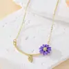 Explosões pequeno margarida joias conjunto feminino doce moda roxo flor anel pulseira colar pino de prata brincos brincos