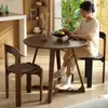 Mesa de Comedor Redonda de Madera Maciza de Lujo Ligero Nórdico Mesa de Ocio para Balcón de Hogar y Sillas Combinación Silla Hiroshima Mesa de Negociación para Recepción de Cafetería