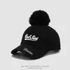 Gorra de béisbol retro estilo Ins para niños de lana de cordero de los Red-Sox, gorra de bloques de color con pompón para otoño e invierno
