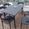 Juego de Plástico para Reuniones de Ocio al Aire Libre con Mesa Redonda Pequeña y Sillas para Balcón, Popular en Cafeterías de Té de Leche de Moda, Mesa de Comedor Simple para Uso al Aire Libre