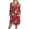 Comercio exterior Navidad Navidad europea y americana caricatura muñeco de nieve Papá Noel estampado vestido de bolsillo grande con vuelo XX0030