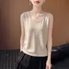 Chaleco Suave de Tacto Fresco con Cuello Redondo y Tirantes Finos para Mujer, Holgado, Casual, con Tirantes Anchos, Prendas de Abrigo Ligeras de Verano, Capa Interior sin Mangas, Camiseta