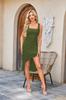Vestido Europeo y Americano de Comercio Exterior Transfronterizo Popular de Amazon con Cuello Cuadrado sin Mangas Plisado de Malla de Doble Capa Empalmado de Largo Medio para Mujer