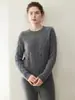 Suéter de Cachemira con Cuello Redondo para Mujer, Suéter Tejido Trenzado de Tres Hilos Engrosado, Top Básico de Lana de Manga Larga Holgado para Otoño e Invierno