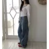 Jeans Longo Feminino Estilo Coreano Retro Elegante Solto Plissado Designer para Primavera e Outono de 2026