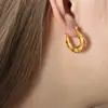 Pendientes de joyería de acero titanio con baño de oro de 18 quilates, diseño geométrico hueco, retro de nicho de alta calidad, estilo nuevo europeo y americano, para mujer