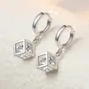 Novos Brincos de Prata Esterlina S925 2023 Estilo Coreano Simples Elegante Fivela Tremella Brincos Longos Cubo Mágico