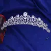 G096 nova coroa de noiva com zircônia simples coreana liga liga conjunto de folha de strass tiara de zircônia adorno de cabeça coroa