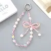 Nuevo Colgante Versátil con Forma Especial de Cristal y Perlas para Teléfono Móvil Cadena Colgante de Joyería con Lazo Estéreo de Gama Alta para Bolso